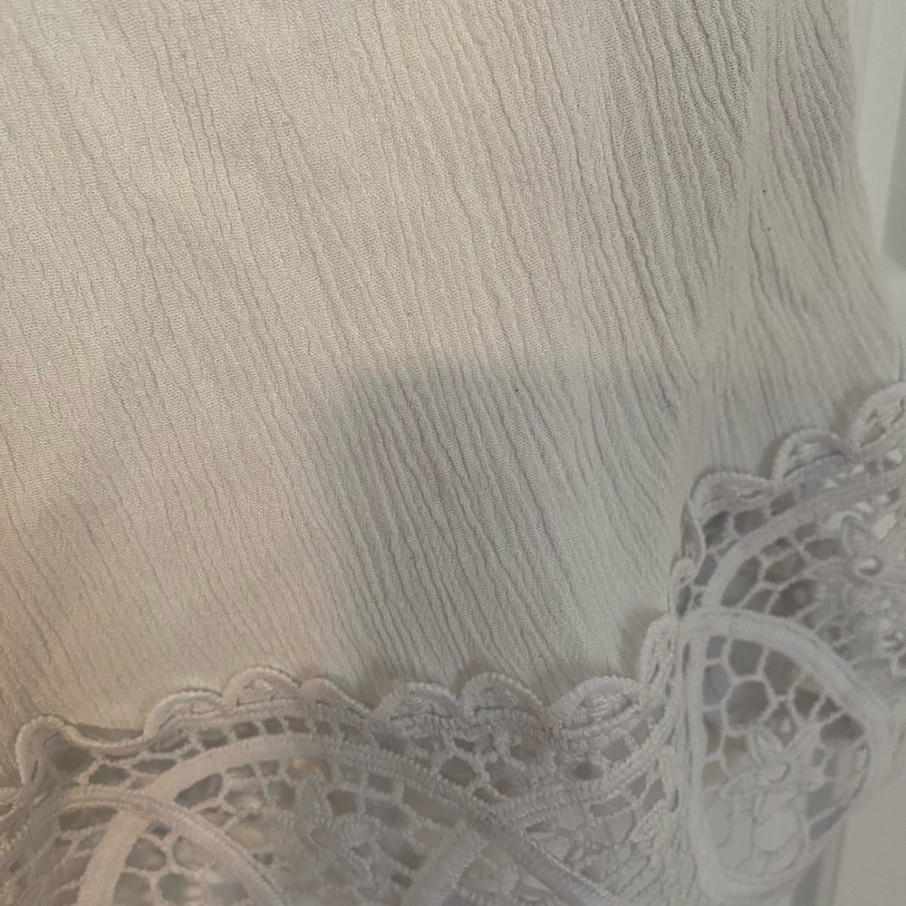 Suzy Shier White Off Shoulder Top Medium lace details Fairy Peasant Cottagecore - Picture 3 of 8